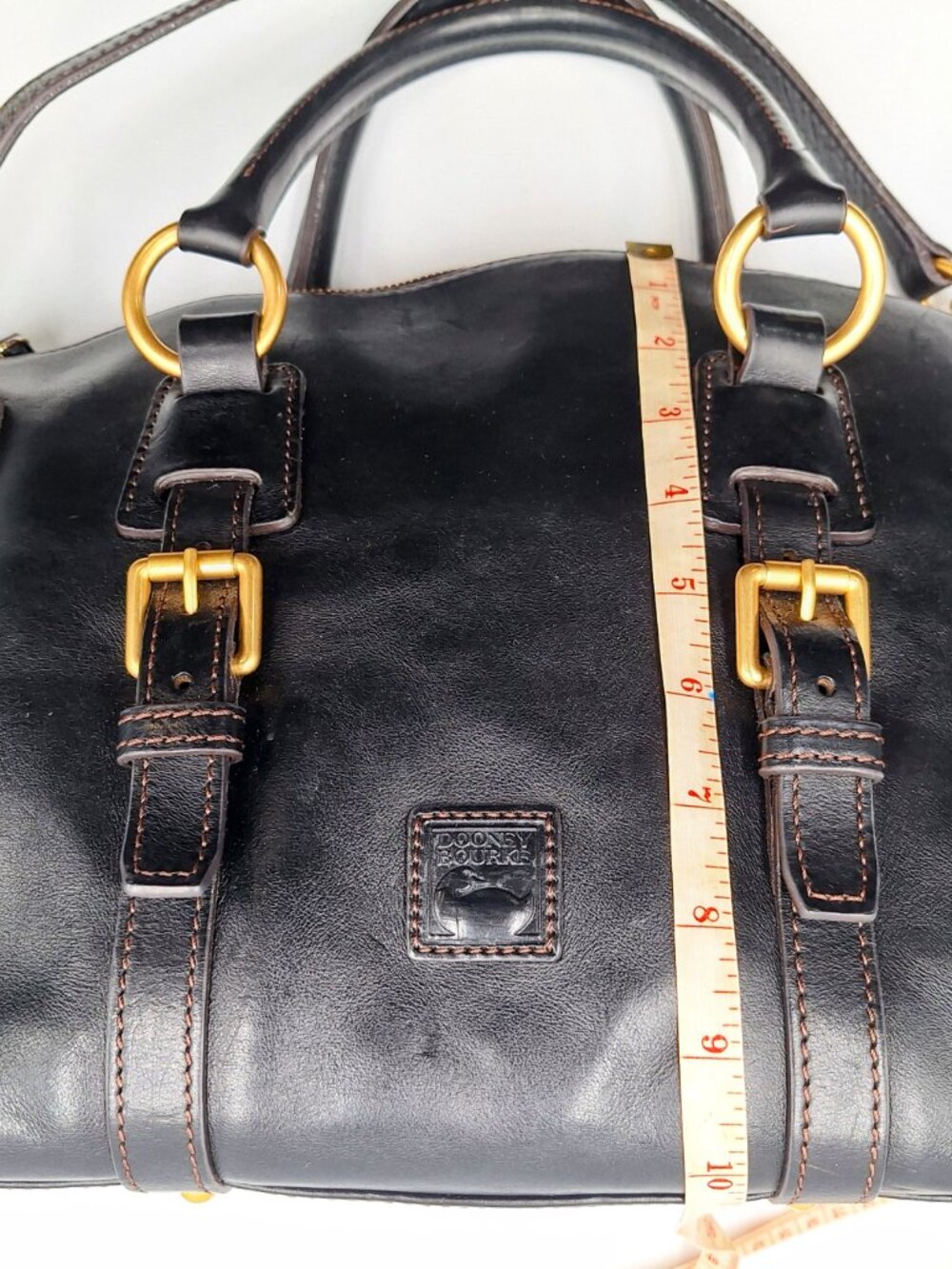 Dooney & Bourke Black Florentine Leather Satchel Crossbody Mint Condition - Picture 10 of 11